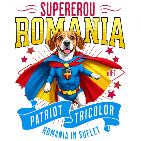 Sticker Personalizat - Sticker Adeziv Autocolant Personalizat Boxer în Costum de Căpitan România – Cadou Personalizat pentru Iubitorii de Câini