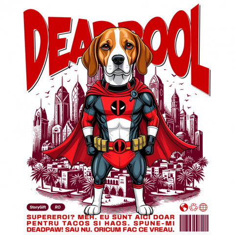 Sticker Adeziv Autocolant Personalizat Boxer în Costum Deadpool - Cadou Personalizat pentru Copii și Familie