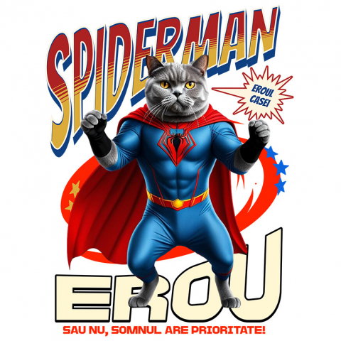 Sticker Personalizat - Sticker Adeziv Autocolant Personalizat British Shorthair în Costum Spider-Man - Cadou Personalizat pentru Copii și Familie