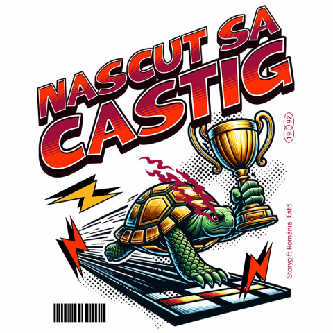 SPORT - Sticker Adeziv Autocolant Personalizat broască țestoasă, cursă de broaște, trofeu campion, testudo câștigător, design amuzant curse, tricou personalizat țestoasă, cadou sportiv haios, țestoasă victorioasă, competiție amuzantă, viteză și răbdare