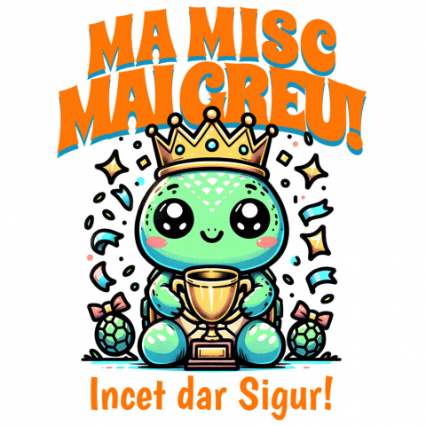 COPII - Sticker Adeziv Autocolant Personalizat Broască Țestoasă Regală cu Coroană – Cadou Personalizat pentru Copii și Familie