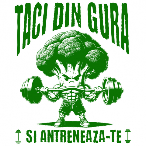 SPORT - Sticker Adeziv Autocolant Personalizat Brocoli Puternic - Tricou Personalizat Motivațional pentru Sportivi și Prieteni