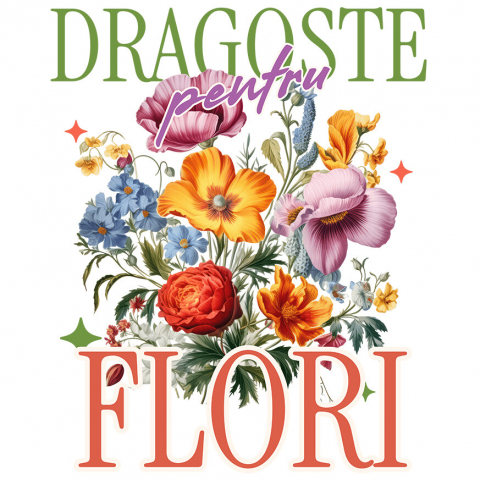Sticker Adeziv Autocolant Personalizat Buchet de Flori Colorate „Dragoste pentru Flori și Natură” | Cadou Floral pentru Cei Dragi