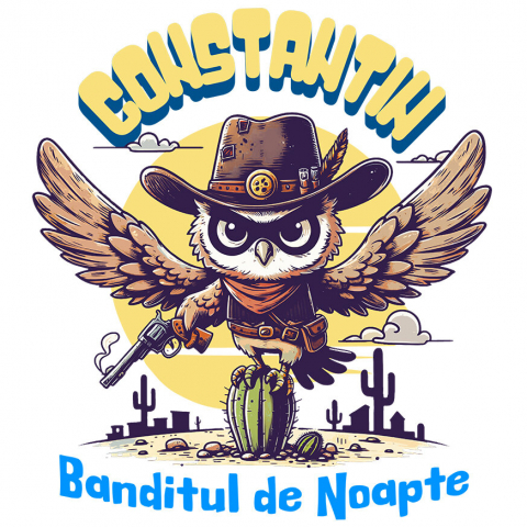 ANIMALE - Sticker Adeziv Autocolant Personalizat Bufnița Șerif cu Aripi Imense - Cadou Personalizat pentru Copii și Familie