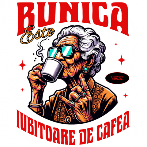 bauturi - Sticker Adeziv Autocolant Personalizat „Cana Personalizată „Bunica Cool” – Cadou Ideal pentru Bunica Iubitoare de Cafea”