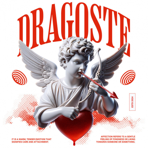 INGERI - Sticker Adeziv Autocolant Personalizat Bust Statuie Cupidon - Cadou Personalizat Cu Text Dragoste | Iubire și Romantism