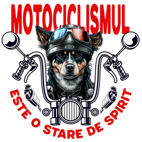 Sticker Adeziv Autocolant Personalizat Tricouri Personalizate Moto - Câine Cu Cască & Aventură Pe Două Roți