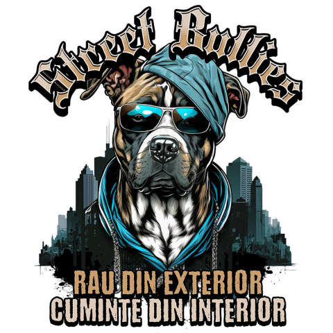 CAINE - Sticker Adeziv Autocolant Personalizat „Câine Portret Stil Gangster – Rau Din Exterior, Cuminte Din Interior – Cadou Personalizat”