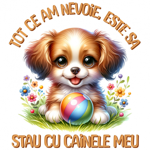 Sticker Adeziv Autocolant Personalizat Cățel Pufos și Jucăuș – Tricou Personalizat | Iubitori de Câini