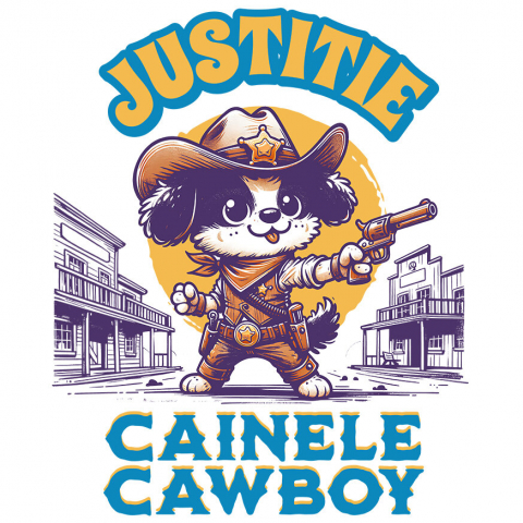 CAINE - Sticker Adeziv Autocolant Personalizat Câine Șerif – Justiție în Vestul Sălbatic | Tricou Personalizat