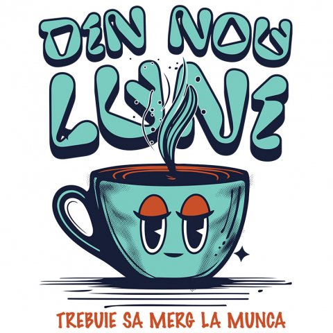 bauturi - Sticker Adeziv Autocolant Personalizat „Cană de Cafea Fierbinte – Dimineața de Luni Nu A Mai Fost Niciodată Mai Ușoară!”
