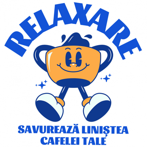 Sticker Adeziv Autocolant Personalizat „Cană de Cafea Veselă – Savurează Liniștea Cafelei Tale în Momente de Relaxare”