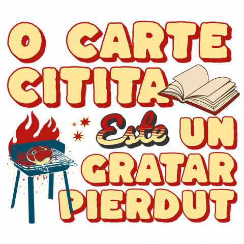 Sticker Personalizat - Sticker Adeziv Autocolant Personalizat „O carte citită este un grătar pierdut!” - Mesaj Amuzant pentru Iubitorii de Grătar și Cărți