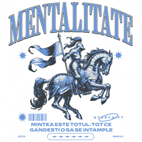 Sticker Adeziv Autocolant Personalizat Cavaler cu steag și armăsar – Portret personalizat cu mentalitate motivantă