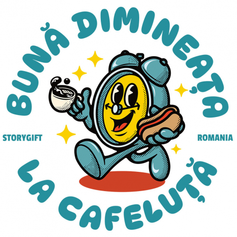 Sticker Adeziv Autocolant Personalizat Ceas Mecanica „Buna Dimineața” – Cadou Personalizat Cu Cafea și Hot-Dog | Dimineața Perfectă
