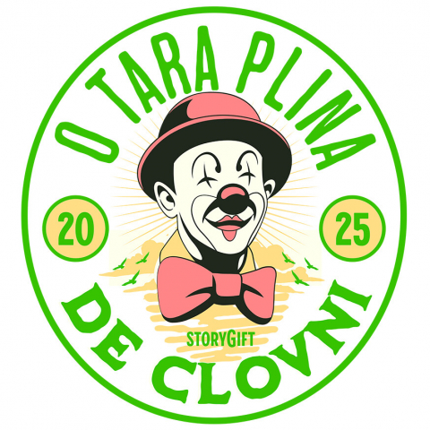 MIXED - Sticker Adeziv Autocolant Personalizat Cerc Stil Monedă cu Clovn cu Papion și Pălărie Roșie - Cadou Amuzant Personalizat „O Țară Plină de Clovni”