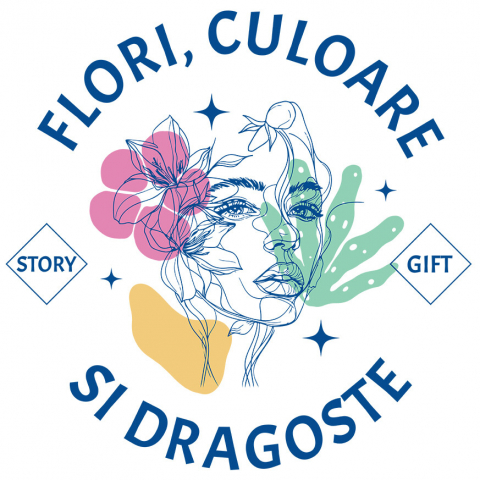 Sticker Adeziv Autocolant Personalizat Cadou Personalizat Flori Colorate și Iubire | Chip Feminin cu Mesaj Inspirațional