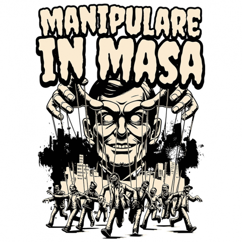 PLANETA - Sticker Adeziv Autocolant Personalizat "Manipulare în Masă - Chip Uman Manipulat Marionete, Produse Personalizate pentru Familie și Educație"