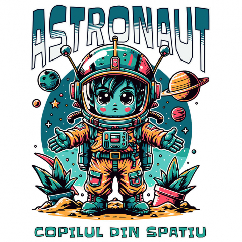 COPII - Sticker Adeziv Autocolant Personalizat Copil în Costum de Astronaut – Cadou Personalizat pentru Copii și Familie