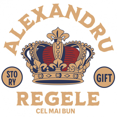 Familie - Sticker Adeziv Autocolant Personalizat „Coroană de Rege Personalizată - Alexandru Cel Mai Bun Rege Domnitor Cadou Regal”