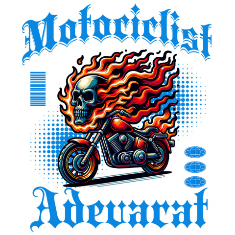 MOTOCICLETE - Sticker Adeziv Autocolant Personalizat Craniu Uman și Motor Vintage în Flăcări – Pasiunea unui Motociclist
