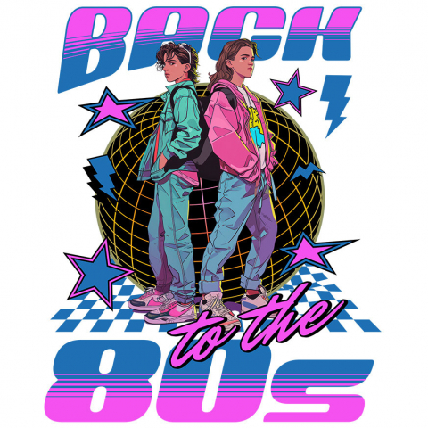 RETRO - Sticker Adeziv Autocolant Personalizat Cuplu Adolescentă Stil Modern în Club – Back to the 80's Retro Vibe