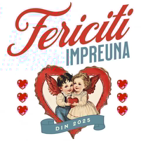 DRAGOSTE - Sticker Adeziv Autocolant Personalizat Cuplu și Copii cu Îngeri și Inimă - Fericire și Dragoste În Familie din 2025