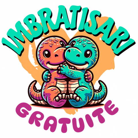 Sticker Adeziv Autocolant Personalizat „Cadouri personalizate dragoni colorati și îmbrățișări de dragoste pentru Valentine's Day și familie”