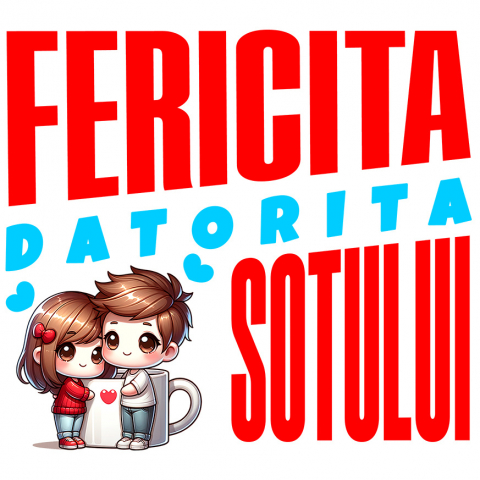 Familie - Sticker Adeziv Autocolant Personalizat Cana Personalizată „Fericită Datorită Soțului” | Cadou Dragoste pentru Cupluri Fericite