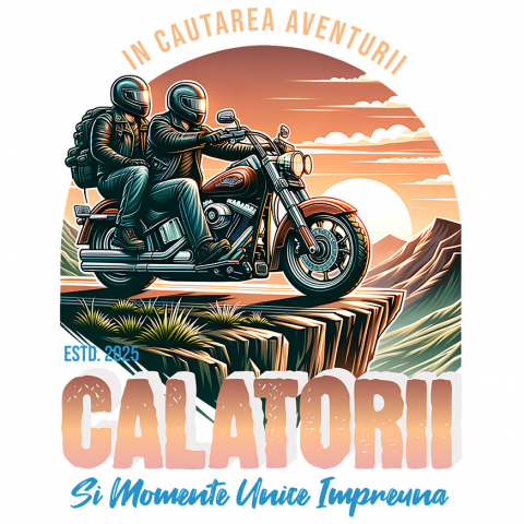 Sticker Adeziv Autocolant Personalizat Cuplu Pe Motocicletă – Călătorie Romantică cu View Montan