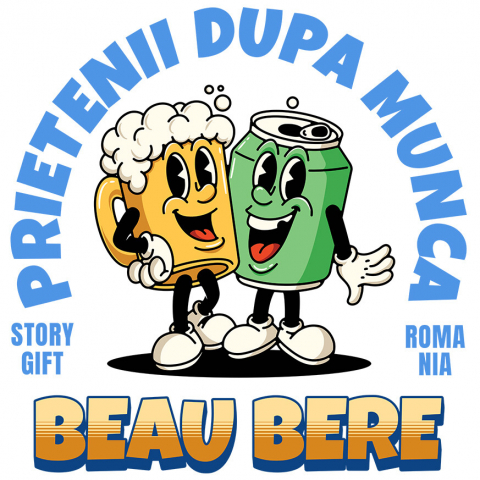 Sticker Adeziv Autocolant Personalizat „Cuplu Petrecere Bere Personalizată 'Prieteni După Muncă' – Cadou pentru Familie și Prieteni”