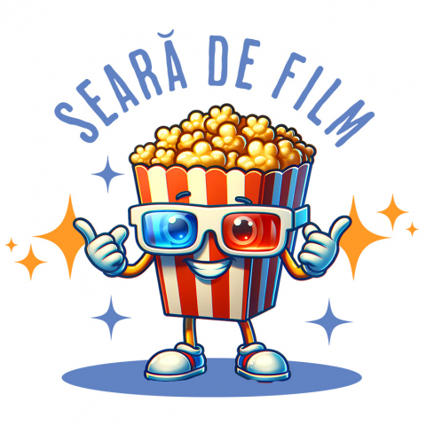 Sticker Adeziv Autocolant Personalizat Cutie de popcorn cu ochelari 3D | Distracție în familie și cadouri personalizate pentru copii