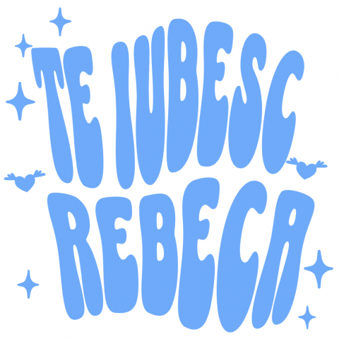 PRIETENI - Sticker Adeziv Autocolant Personalizat "Mesaj Romantic Te Iubesc Rebeca - Cadou Personalizat Inimi și Stele pentru Valentine's Day"