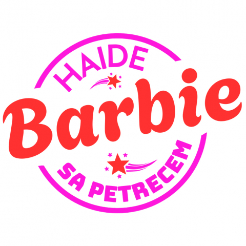 Sticker Adeziv Autocolant Personalizat Design Cerc Barbie - Distracție pentru Copii cu Păpușa Barbie