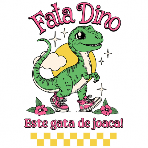 COPII - Sticker Adeziv Autocolant Personalizat Dinozaur cu Adidași Roz Personalizat pentru Copii – Cadou Unic și Distractiv