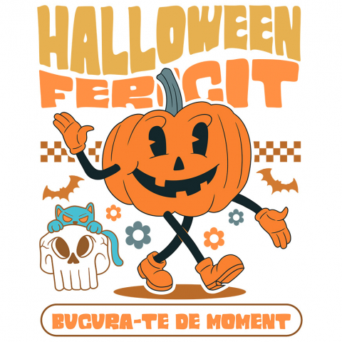 HALLOWEEN - Sticker Adeziv Autocolant Personalizat Dovleac de Halloween Vesel | Halloween Fericit și Distracție pentru Toată Familia