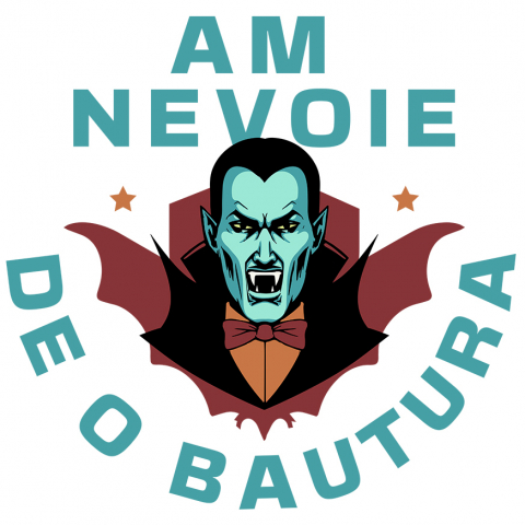 HALLOWEEN - Sticker Adeziv Autocolant Personalizat Dracula cu Colți și Pelerină | Băutură Halloween