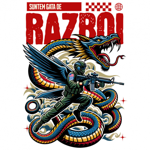 BASME - Sticker Adeziv Autocolant Personalizat Costum Dragon Stil Șarpe – Războinic Chinez Cu Armă pentru Familie, Copii și Tati