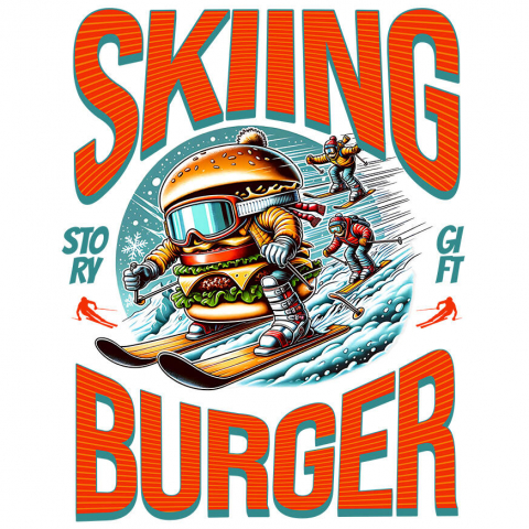 Sticker Adeziv Autocolant Personalizat Dublu Burger Imsen Schiuri Pe Pârtie | Cadou Personalizat Pentru Familie și Iubitorii De Sport