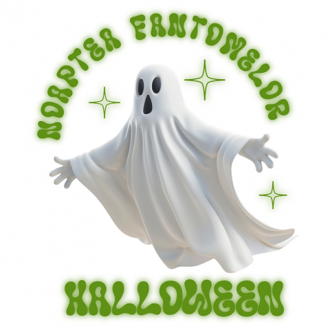 HALLOWEEN - Sticker Adeziv Autocolant Personalizat Fantoma Albă de Halloween | Noaptea Fantomelor și Sărbătoare Horror