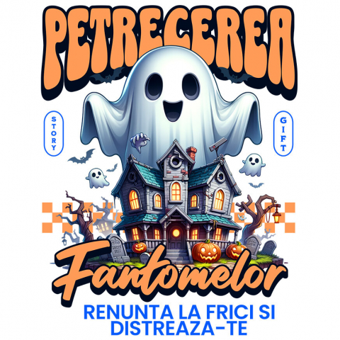 HALLOWEEN - Sticker Adeziv Autocolant Personalizat Casa Bântuită și Fantome | Petrecerea Fantomelor Halloween