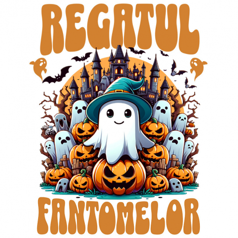 HALLOWEEN - Sticker Adeziv Autocolant Personalizat Regatul Fantomelor | Castel Bântuit și Fantome | Dovleac Halloween