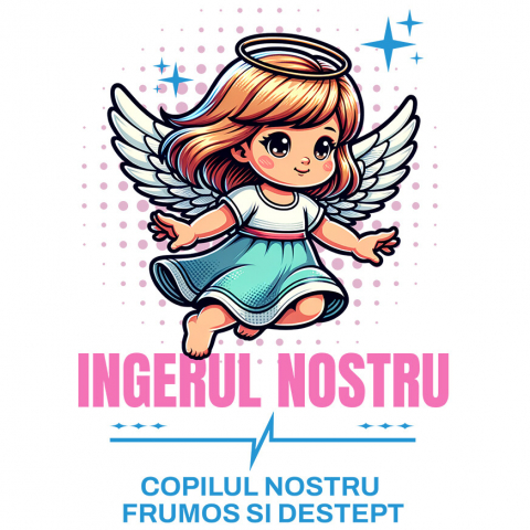 Sticker Adeziv Autocolant Personalizat Fata Înger cu Aripi și Coroană – Cadou Personalizat „Copilul Nostru Frumos și Deștept” pentru Fetițe