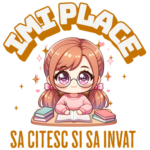 EDUCATIE - Sticker Adeziv Autocolant Personalizat Tricou Personalizat Fata Anime – "Imi Place Sa Citesc si Sa Invat" | Cadou Educativ pentru Iubitori de Carti