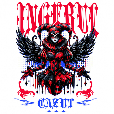 HALLOWEEN - Sticker Adeziv Autocolant Personalizat Costum Harley Quinn Animat | Ingerul Cazut Halloween