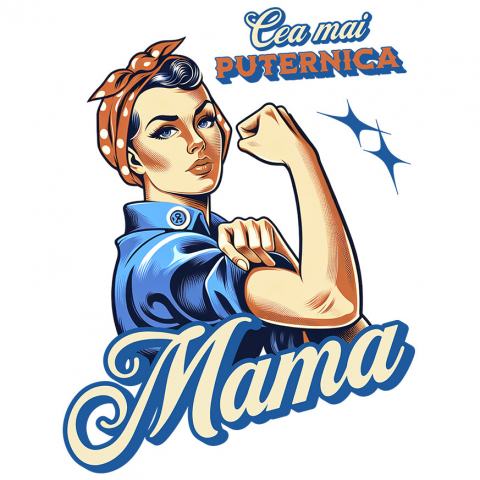Mama - Sticker Adeziv Autocolant Personalizat "Cea Mai Puternică Mama Familie – Cadouri Personalizate pentru Femeia Gospodină"