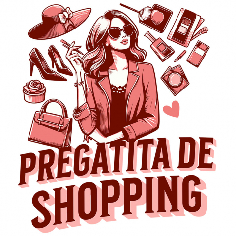 Mama - Sticker Adeziv Autocolant Personalizat "Femeie Iubitoare de Shopping – Cadouri Personalizate cu Pantofi, Pălărie și Geantă"