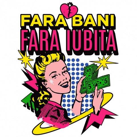 Cadouri Pentru Ea - Sticker Adeziv Autocolant Personalizat Femeie Retro Numărând Bancnote Bani – „Fără Bani Fără Iubită” – Cadou Personalizat pentru Familie, Tati, Copii, Prieteni