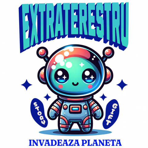 BASME - Sticker Adeziv Autocolant Personalizat Costum Extraterestru Invazie - Costum Spațial Personalizat pentru Familie, Copii și Tati