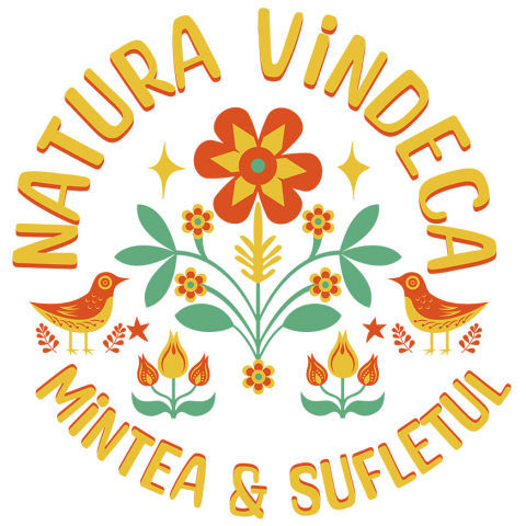 Flori - Sticker Adeziv Autocolant Personalizat Flori Colorate și Păsări cu Text „Natura Vindecă Mintea și Sufletul” | Cadouri Personalizate pentru Femei, Familie și Prieteni